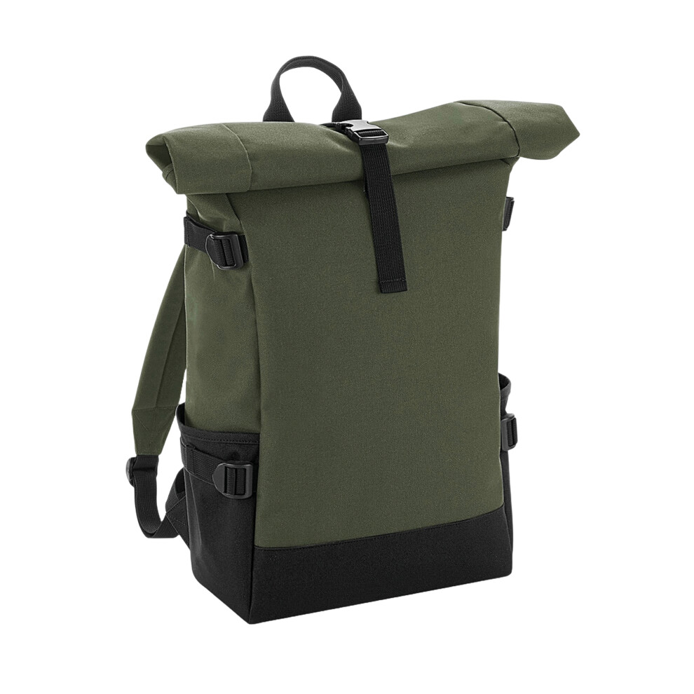 Bagbase Unisex Black Block Roll Top Backpack 48Cm