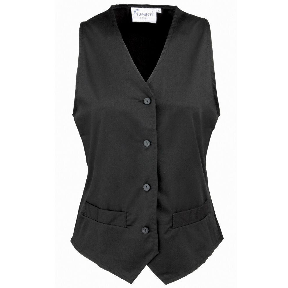 (M, Black) Premier Womens/Ladies Hospitality Waistcoat / Catering / Barwear