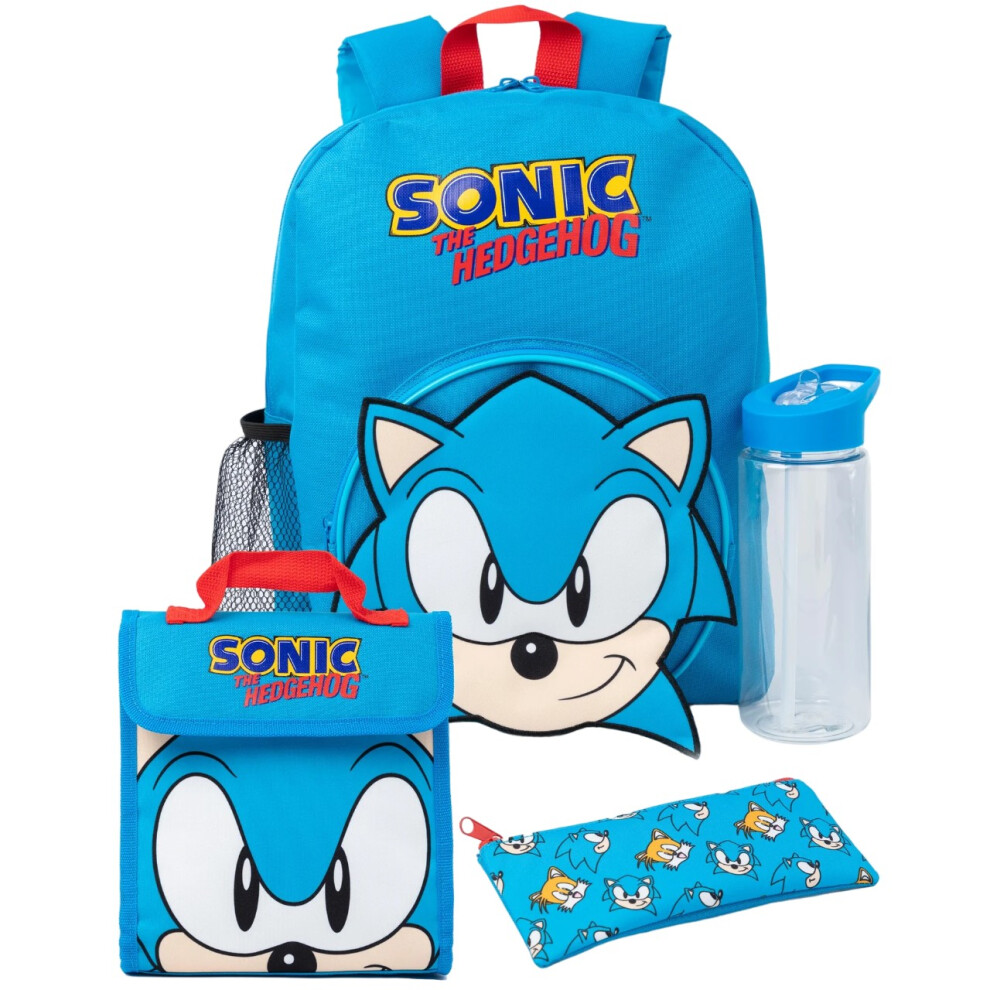 New Sonic The Hedgehog Unisex Logo Backpack Set Blue
