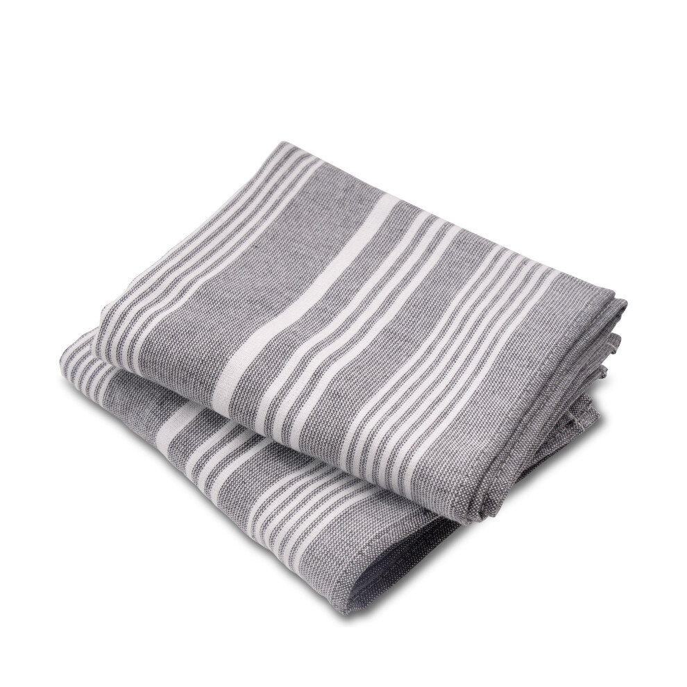 Cuisinart Fouta Professional Tea Towel in Grey Stripe - 40 x 70 cm - Pack of 2