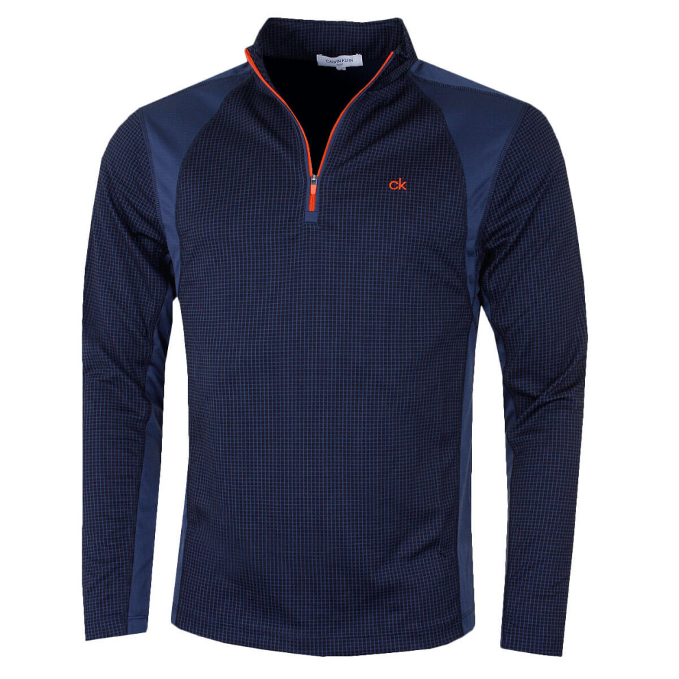 Calvin Klein Mens 2025 Micro Grid CK 1/2 Zip Mid Layer Baselayer