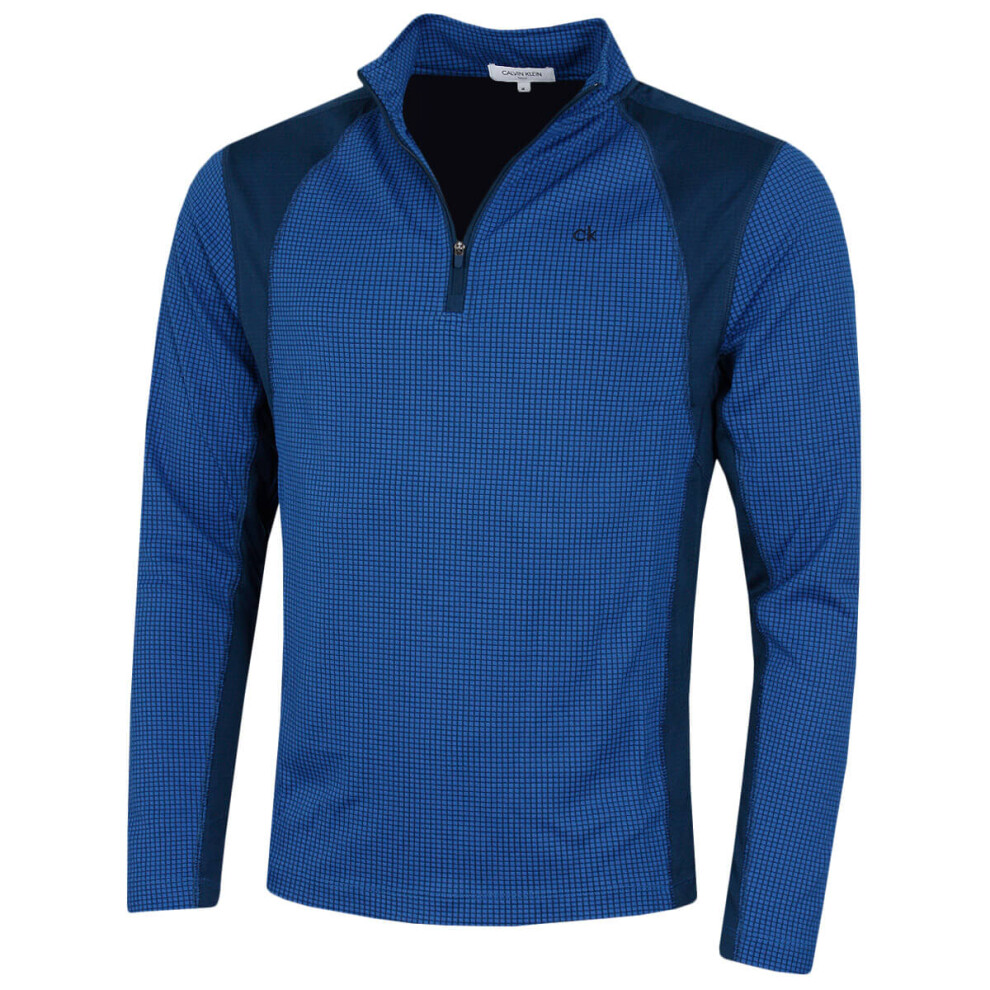 Calvin Klein Mens 2025 Micro Grid CK 1/2 Zip Mid Layer Baselayer