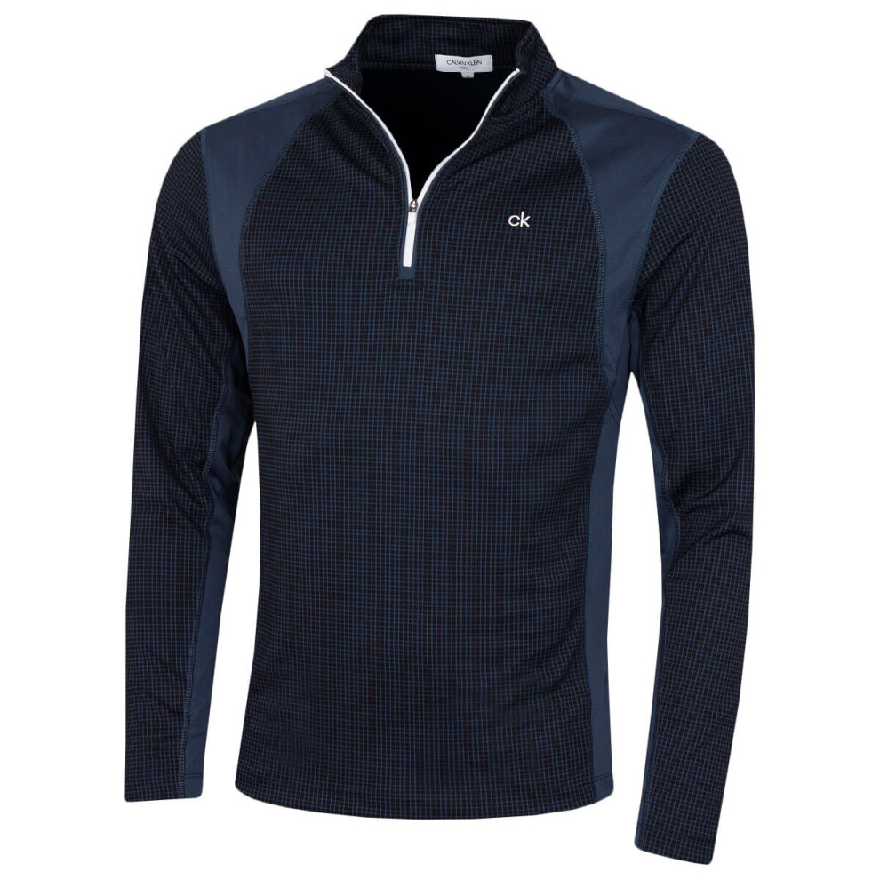 Calvin Klein Mens 2025 Micro Grid CK 1/2 Zip Mid Layer Baselayer