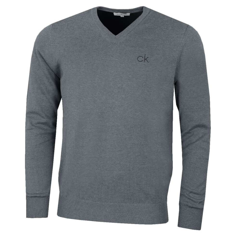 (3XL, Grey Marl) Calvin Klein Mens 2022 V-Neck Tour Durable Comfort Sweater