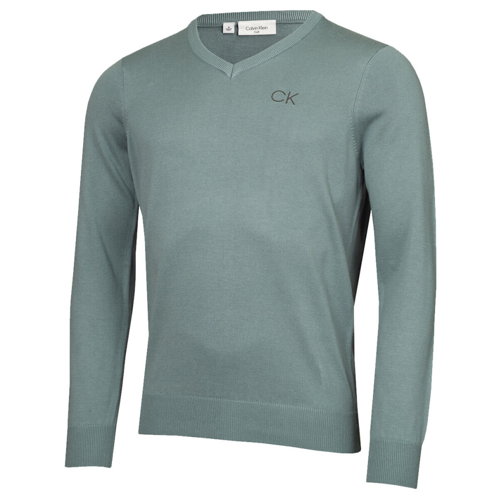 (XL, Sage) Calvin Klein Mens V-Neck Tour Durable Comfort Golf Sweater