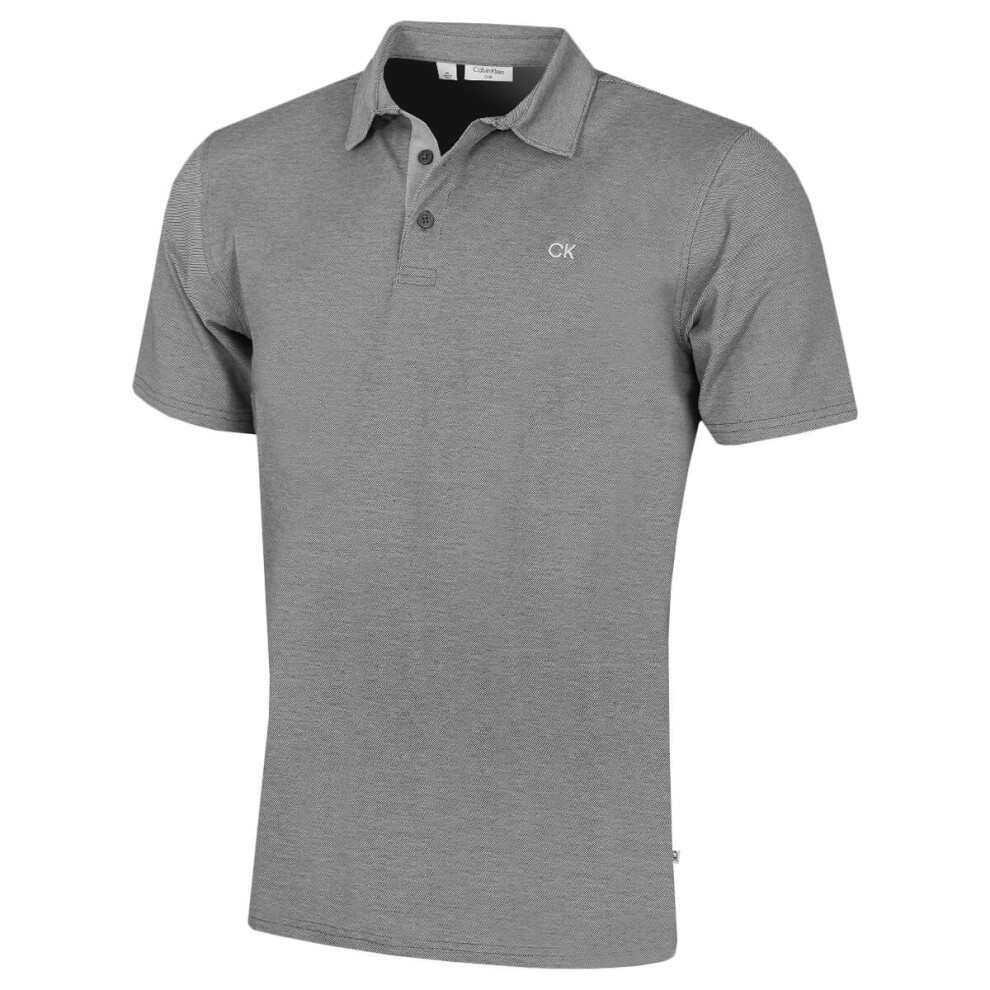 (XXL, Black) Calvin Klein Mens Prep Campus Oxford Pique Golf Polo Shirt