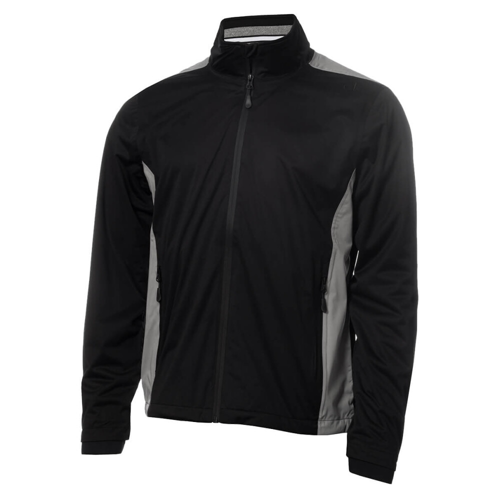 (S, Black/Silver) Calvin Klein Mens 2021 Collar Detail Waterproof Stretch Golf Jacket