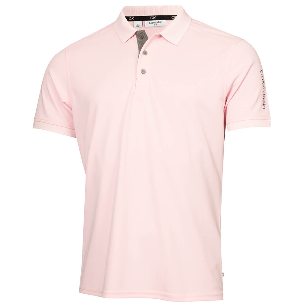 (XL, Baby Pink) Calvin Klein Mens Club Golf Lightweight Breathable Wicking Polo Shirt