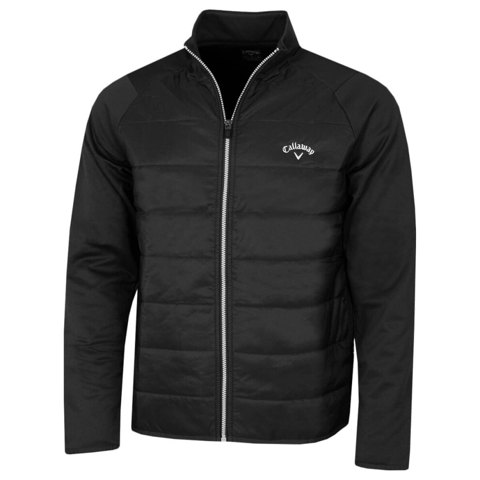 Callaway (Xl, Caviar) Golf Mens 2021 Long Sleeve Mixed Media Full Zip Padded Chest Chevron Not,Specified