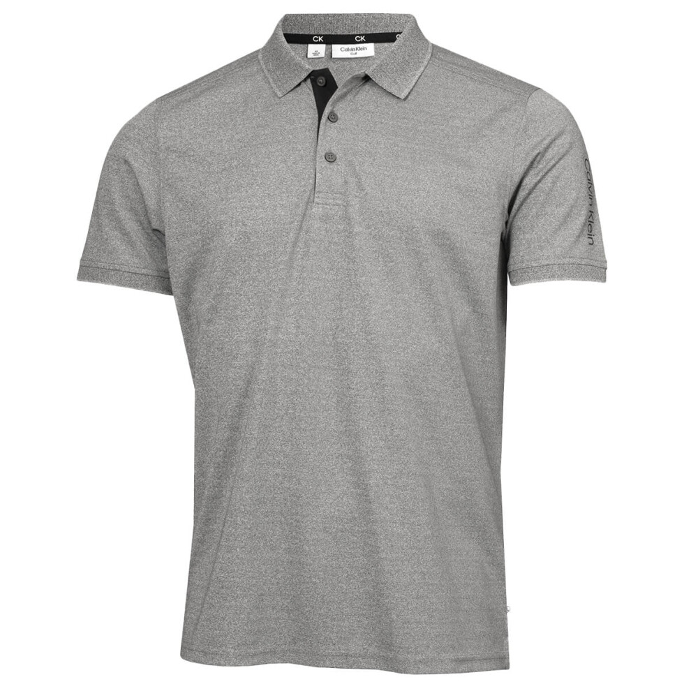 (XL, Grey Marl) Calvin Klein Mens Club Golf Lightweight Breathable Wicking Polo Shirt