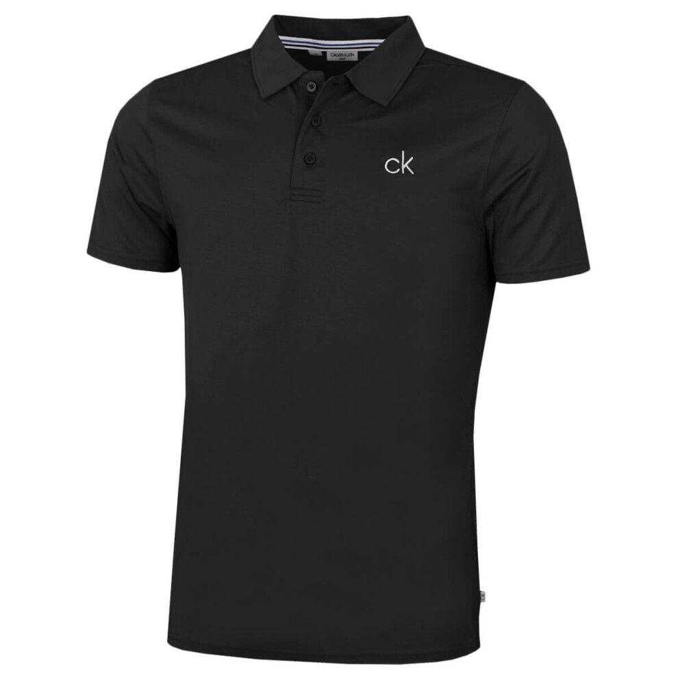 (4XL, Black) Calvin Klein Mens 2022 Central Eco Lightweight Moisture Wicking Golf Polo Shirt