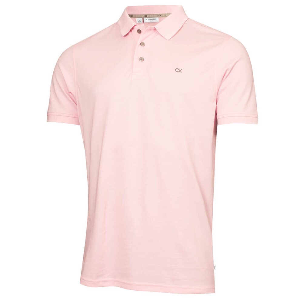 (XL, Baby Pink) Calvin Klein Mens Planet Friendly Moisture Wicking Supersoft Polo Shirt