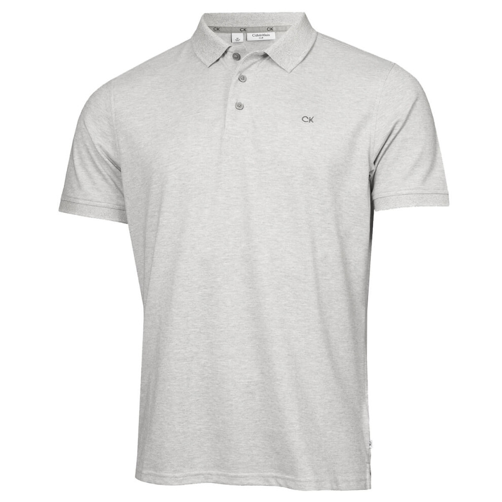 (M, Silver Marl) Calvin Klein Mens Planet Friendly Moisture Wicking Supersoft Polo Shirt