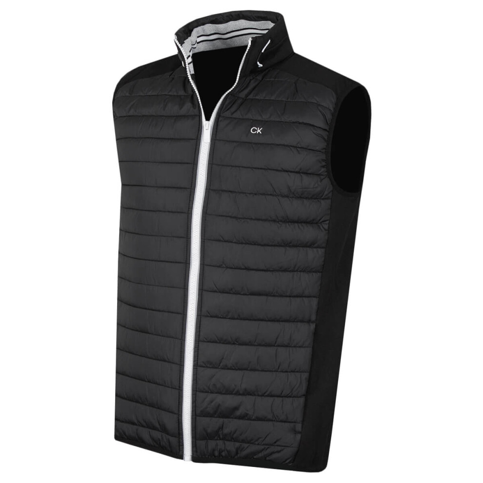 (L, Black/Silver) Calvin Klein Mens 2021 Hybrid CK Insulate Lightweight Gilet