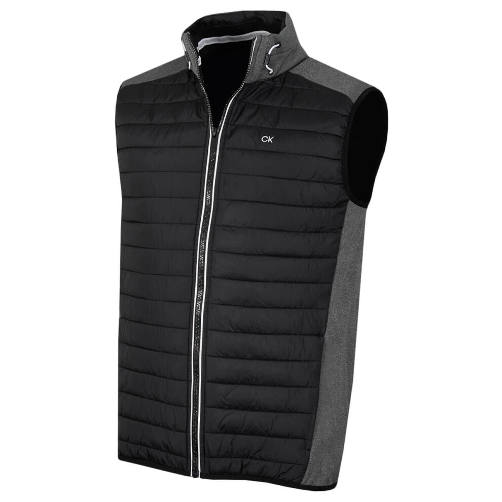 (S, Charcoal/Black) Calvin Klein Mens 2021 Hybrid CK Insulate Lightweight Gilet