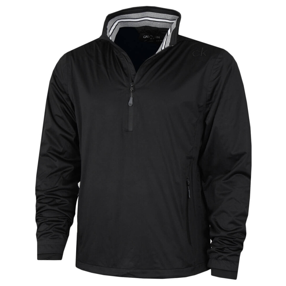 (2XL, Black/Black) Calvin Klein Mens 2021 Waterproof Half Zip Stretch Golf Jacket