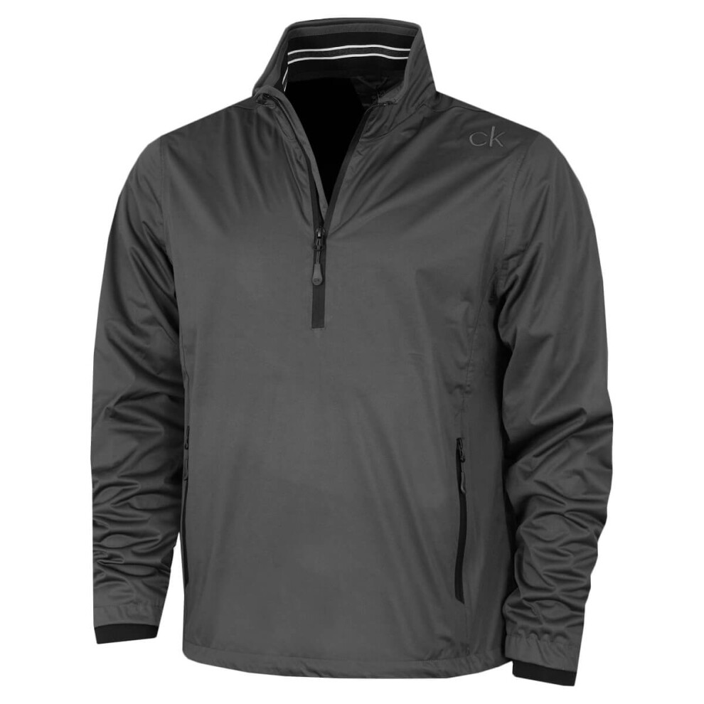 (L, Charcoal/Black) Calvin Klein Mens 2021 Waterproof Half Zip Stretch Golf Jacket