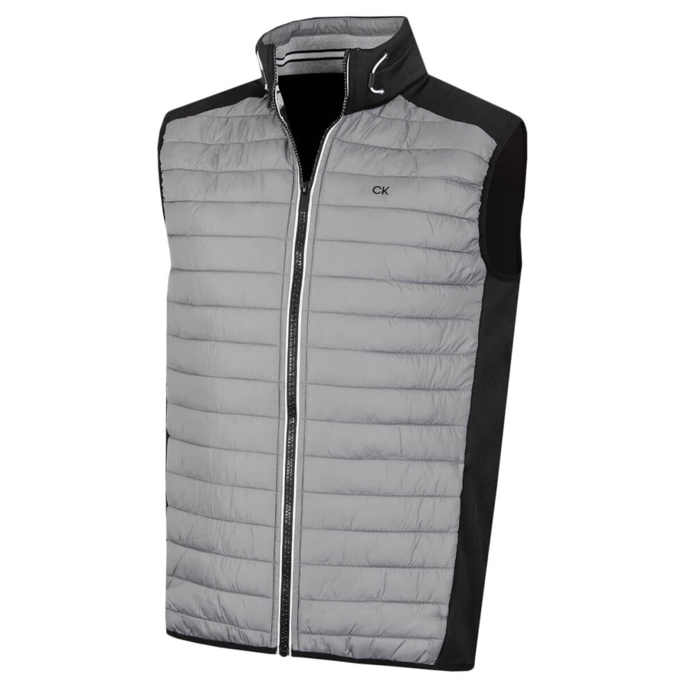 (XL, Silver/Black) Calvin Klein Mens 2021 Hybrid Insulate Bodywarmer Golf Gilet