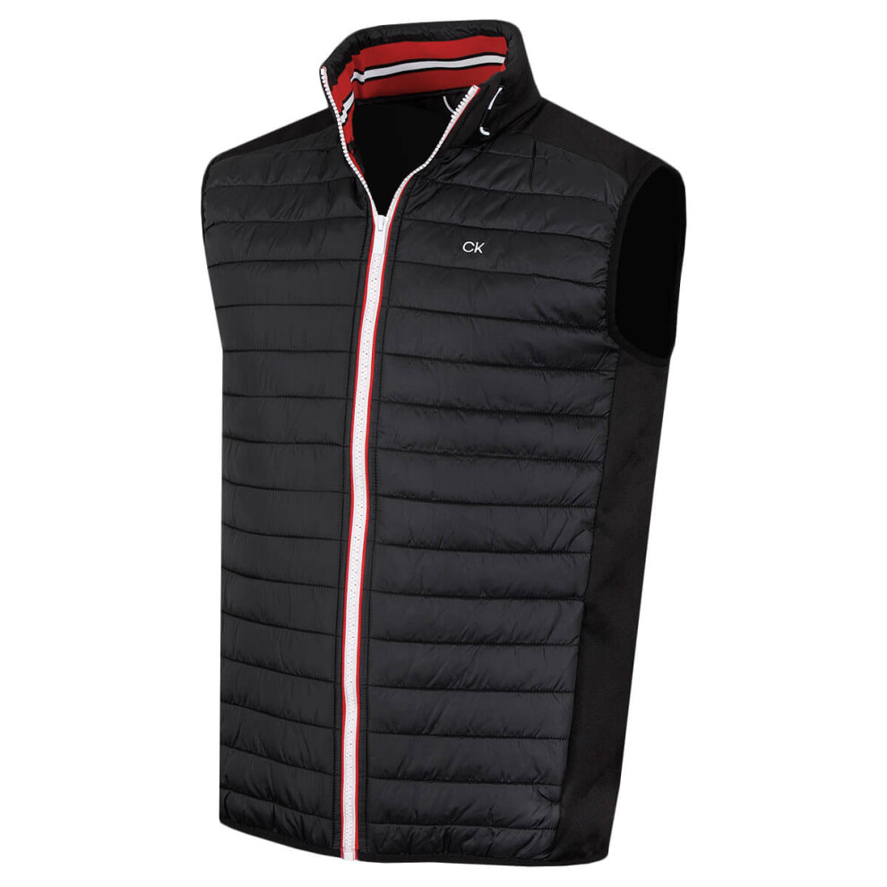 (M, Black/Red) Calvin Klein Mens 2022 Hybrid Insulate Bodywarmer Golf Gilet