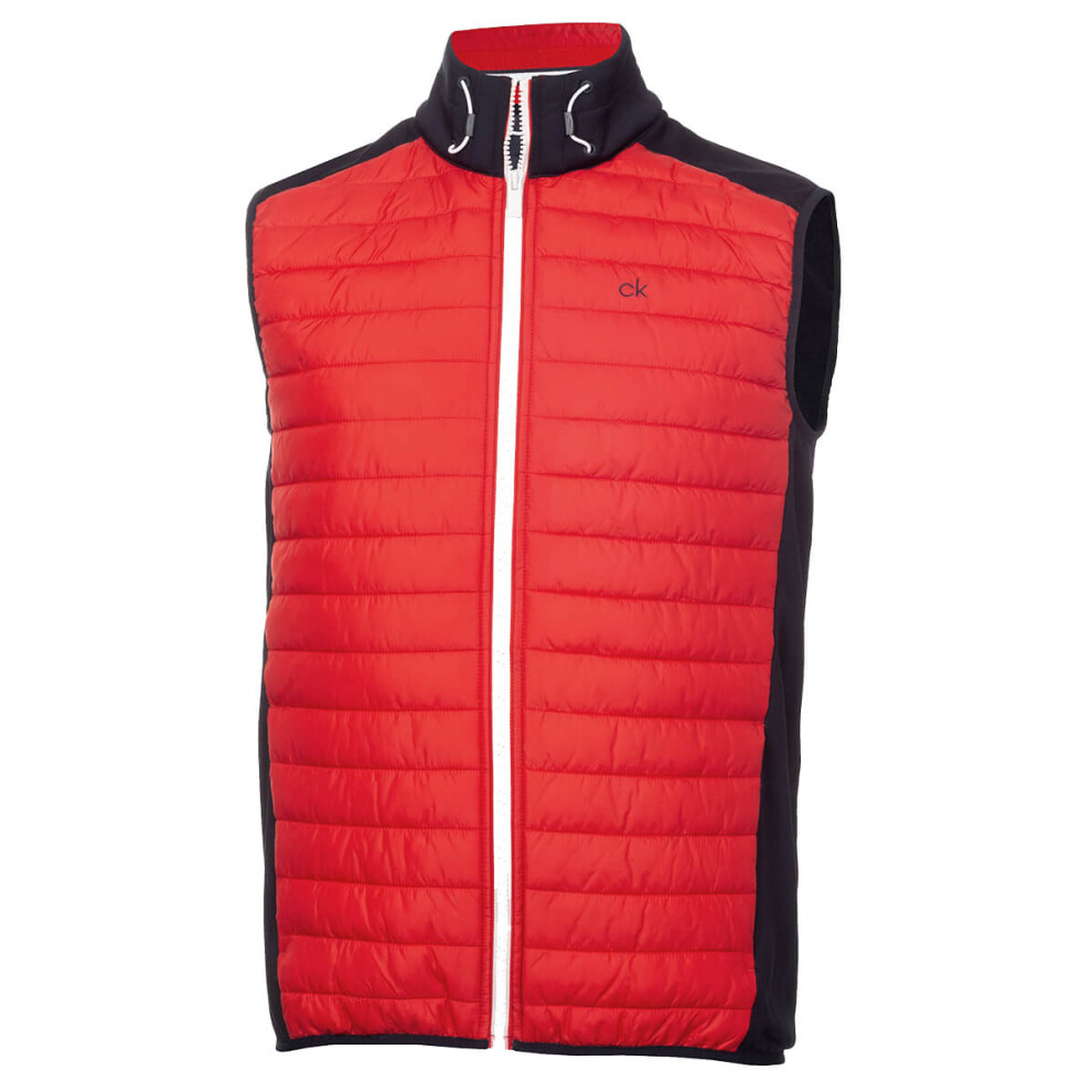 (L, Red/Navy) Calvin Klein Mens 2021 Hybrid Insulate Bodywarmer Golf Gilet