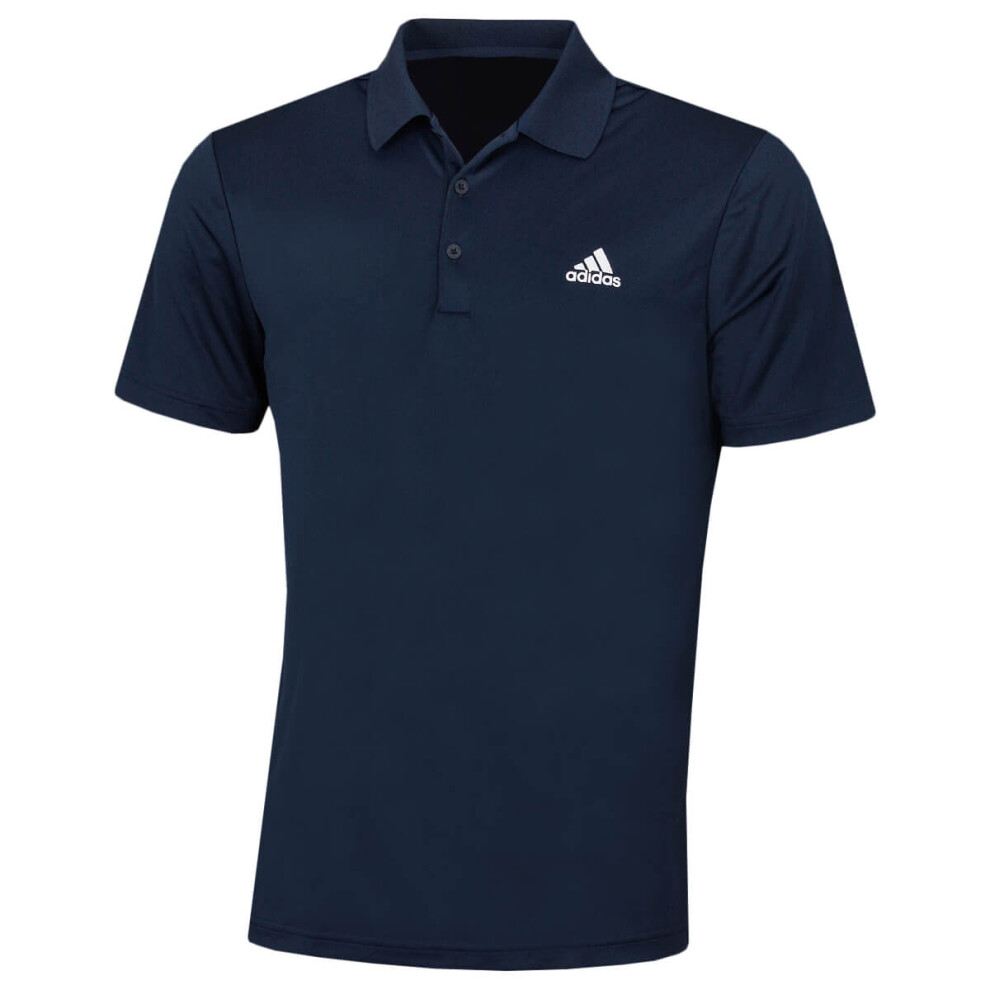 (M, Collegiate Navy) adidas Golf Mens 2021 Performance Left Chest Logo Stretch Soft Polo Shirt