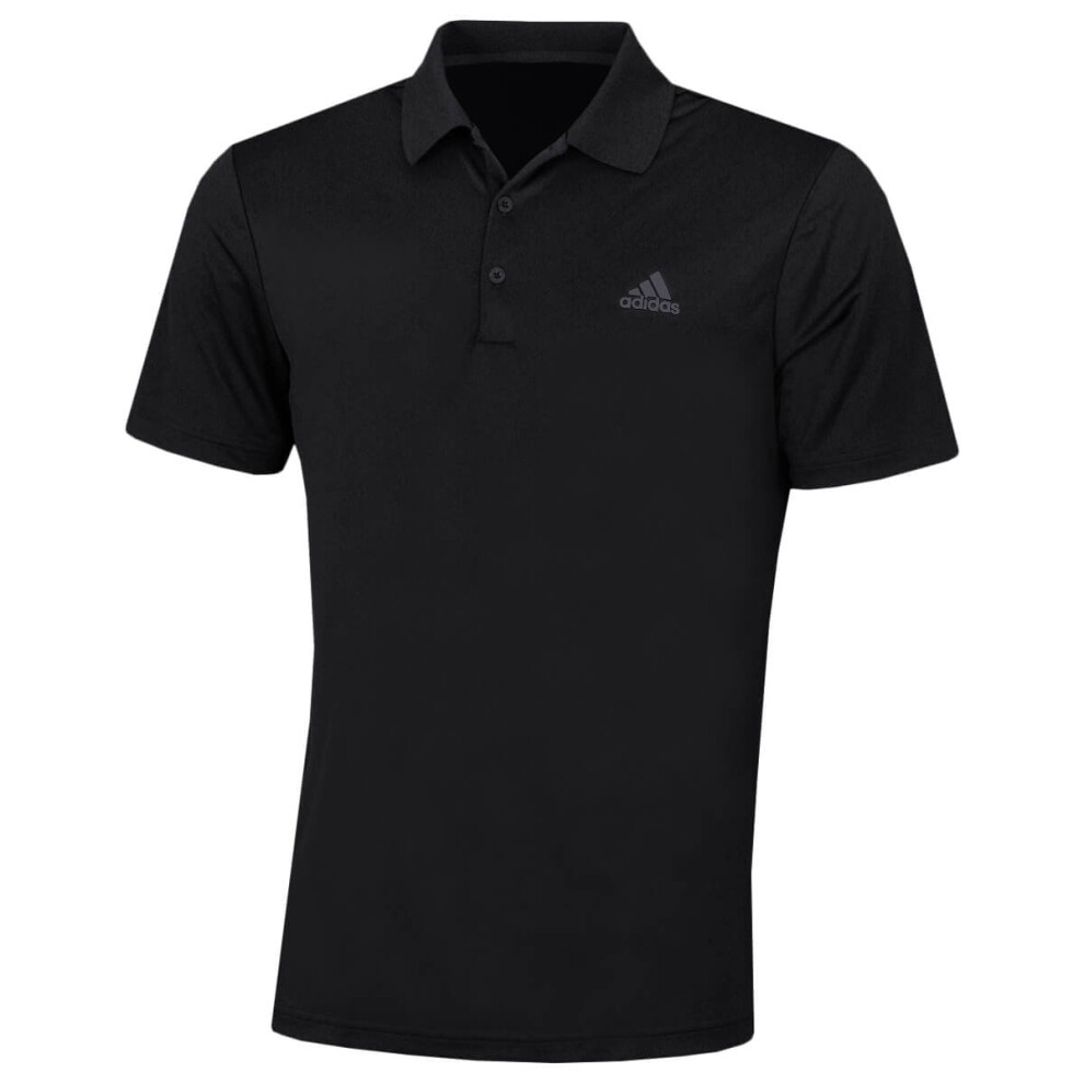 (M, Black) adidas Golf Mens 2021 Performance Left Chest Logo Stretch Soft Polo Shirt