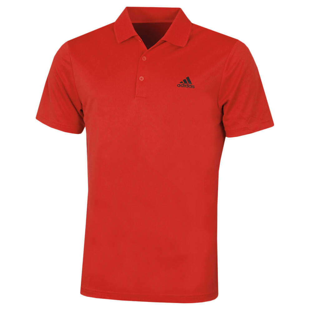 (L, Collegiate Red) adidas Golf Mens 2021 Performance Left Chest Logo Stretch Soft Polo Shirt