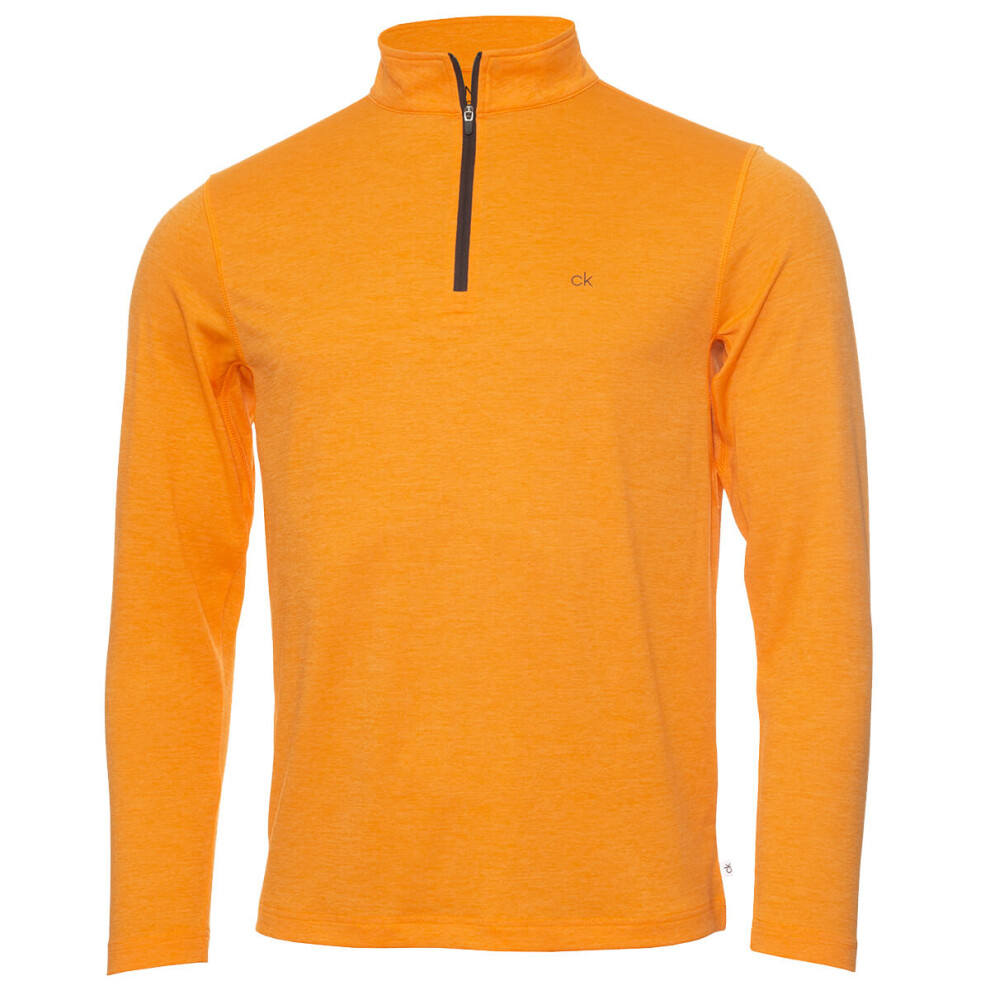 (M, Orange Marl) Calvin Klein Golf Mens 2021 CK Harlem 1/4 Zip Sweater