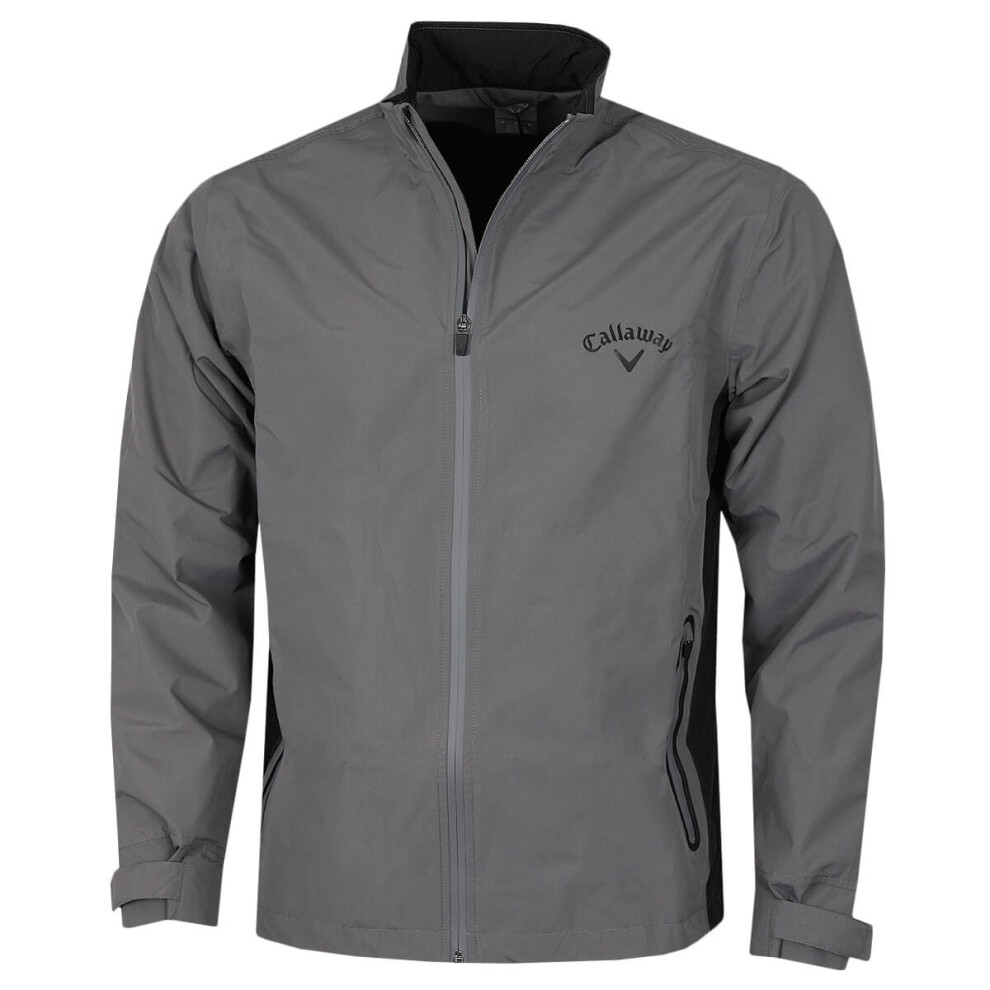 (M, Quiet Shade) Callaway Golf Mens 2021 Waterproof Breathable Adjustable Taped Seams Golf Jacket