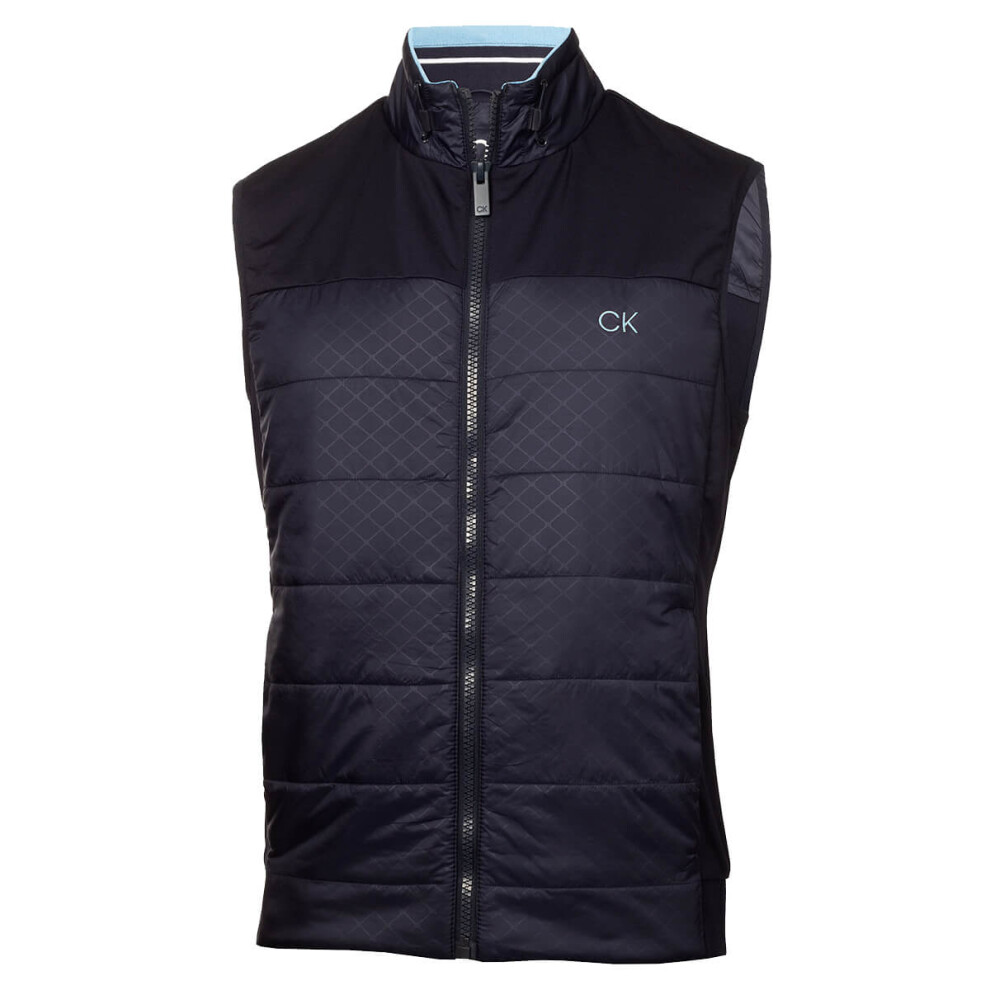 (M, Navy) Calvin Klein Mens 2023 Malden Hybrid Sleeveless Lightweight Golf Gilet