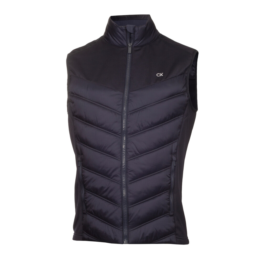 (L, Navy) Calvin Klein Mens 2022 Performance Hybrid Wicking Golf Gilet