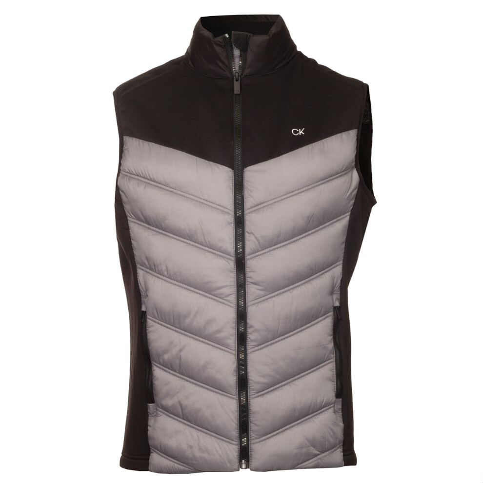 (XL, Silver/Black) Calvin Klein Mens 2022 Performance Hybrid Wicking Golf Gilet