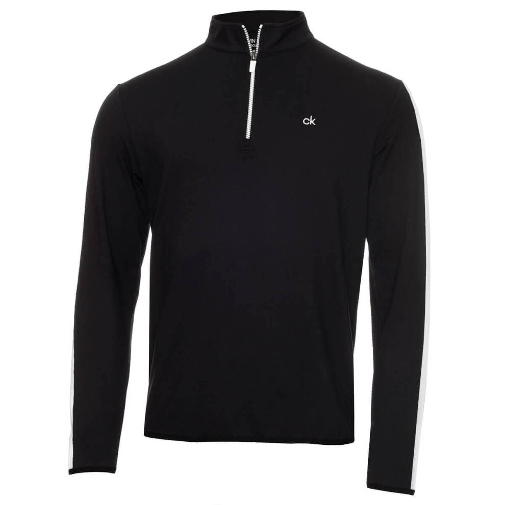 (3XL, Black/White) Calvin Klein Mens 2021 Striped Sleeves Newport 1/4 Zip Sweater
