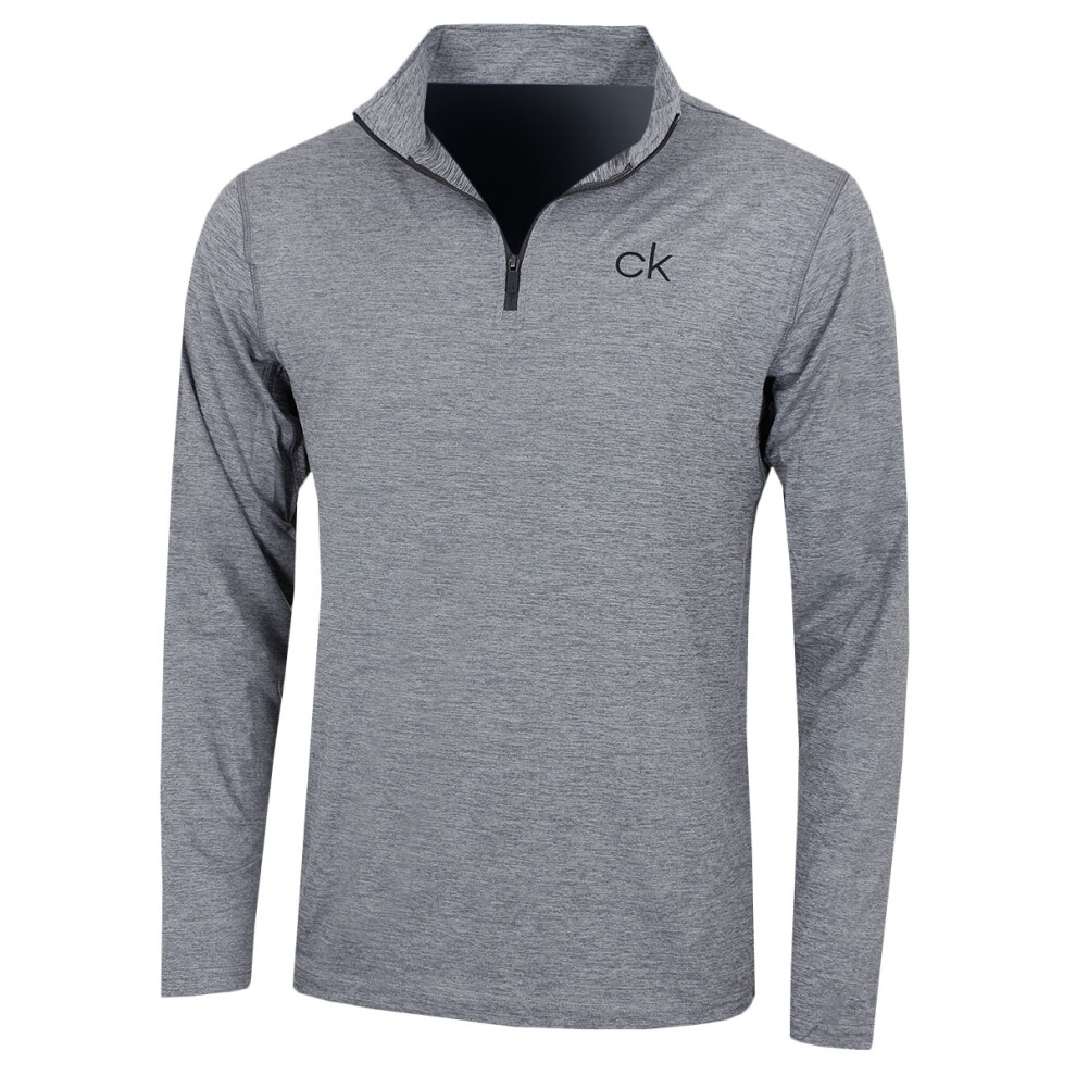 (L, Silver) Calvin Klein Golf Mens 2021 Newport HZ Lightweight Sweater