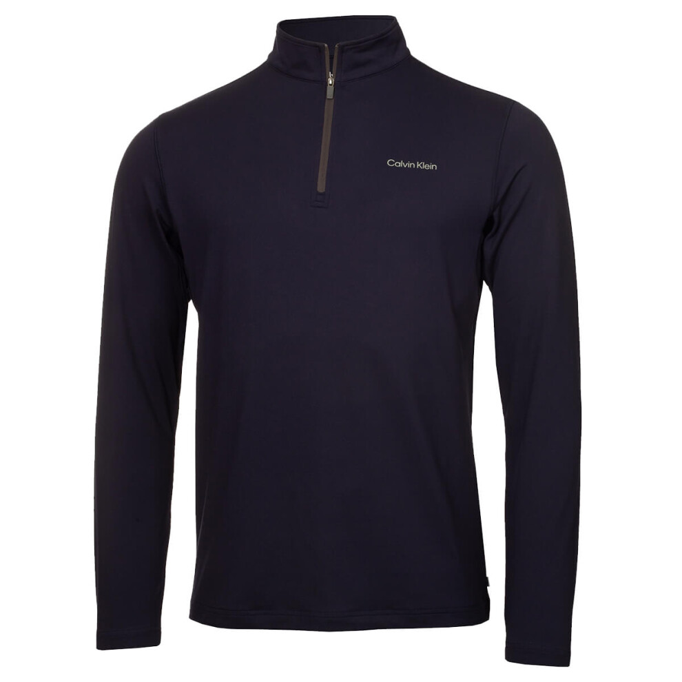 (L, Navy) Calvin Klein Mens 2023 Newport Half Zip Thermal Breathable Lightweight Sweater