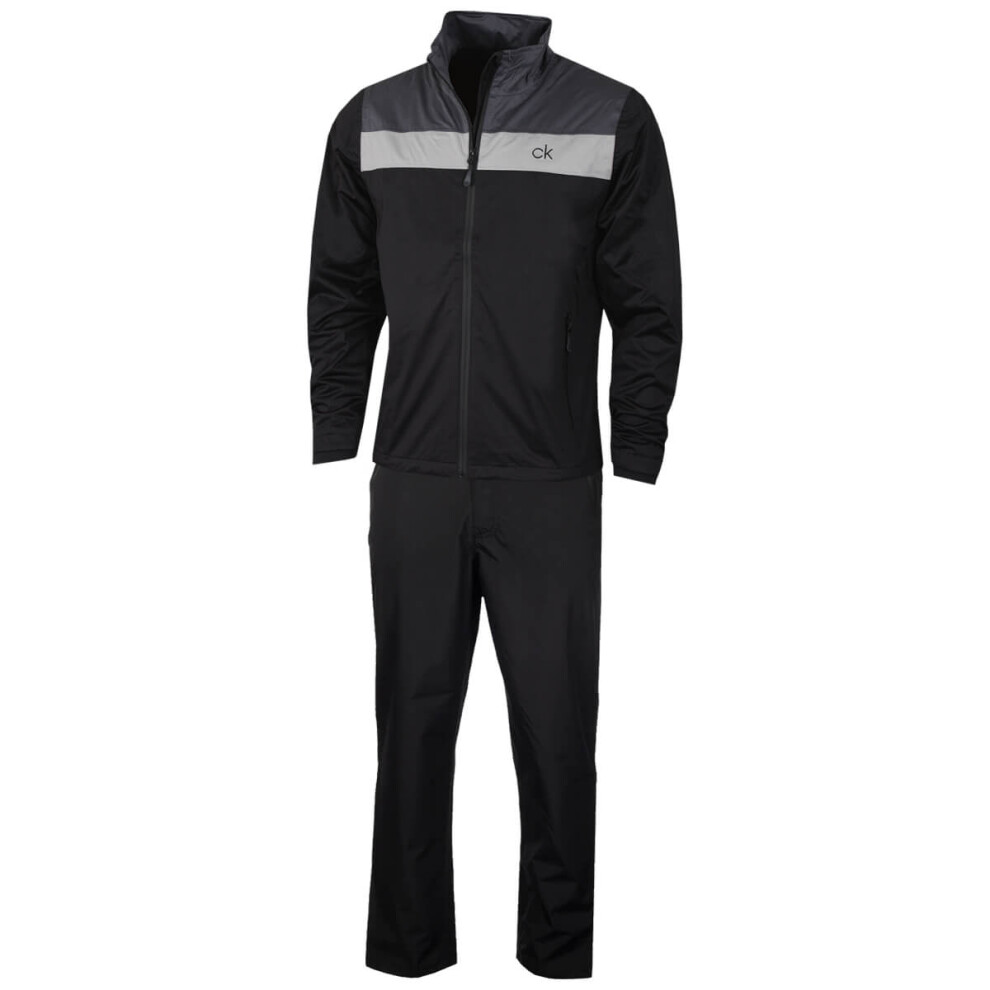 (2XL, Black/Charcoal) Calvin Klein Mens 2021 Waterproof Colour Block Breathable Golf Suit