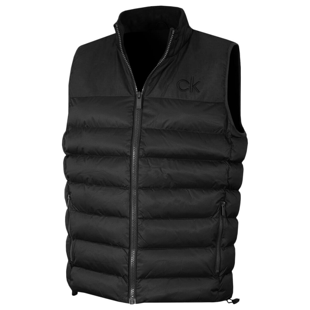 (L, Black) Calvin Klein Mens 2021 Lassen Padded Water Repellent Golf Gilet