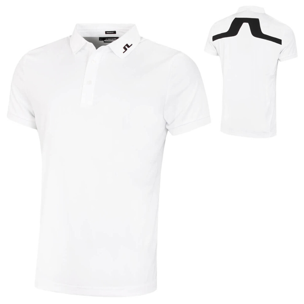 (L, White) J. Lindeberg Mens KV Regular Fit Wicking Golf Polo Shirt