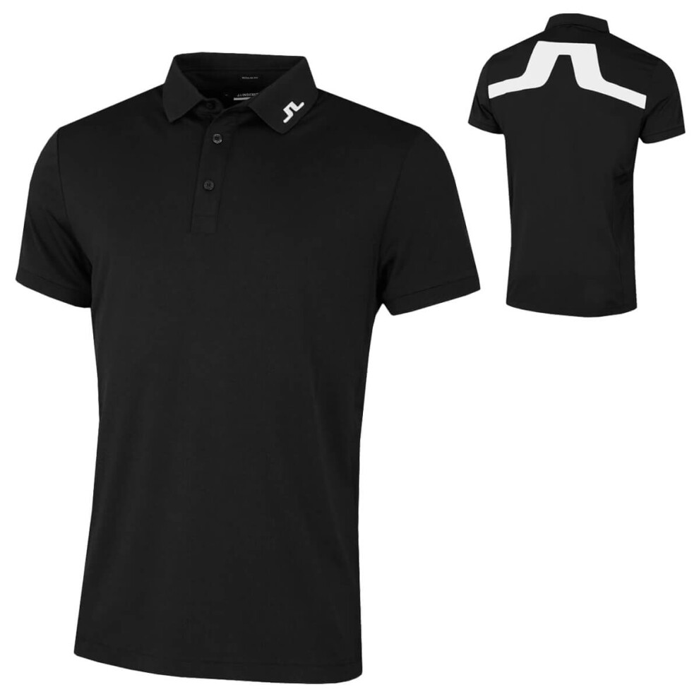 (M, Black) J. Lindeberg Mens KV Regular Fit Wicking Golf Polo Shirt