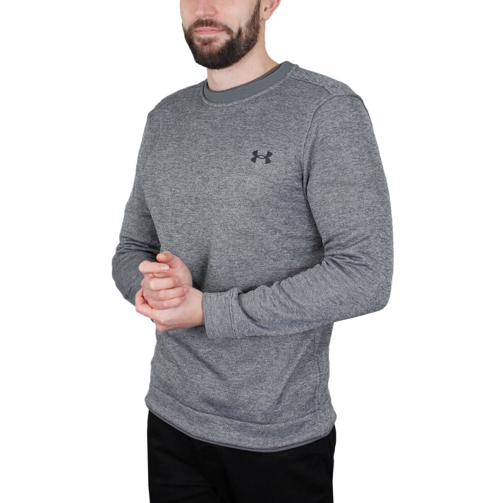 (S, Pitch Gray/Black) Under Armour Mens UA Water Repellent Fleece Lightweight Crew Sweater