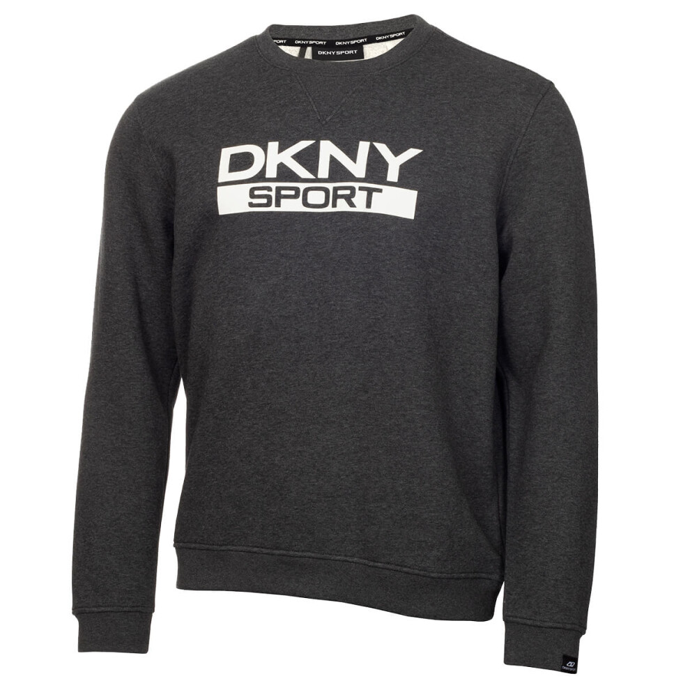 (L, Charcoal Marl) DKNY Mens 2021 South Street Breathable Soft Feel Jersey Crew Neck Sweater