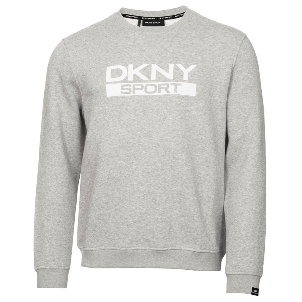 (S, Silver Marl) DKNY Mens 2021 South Street Breathable Soft Feel Jersey Crew Neck Sweater