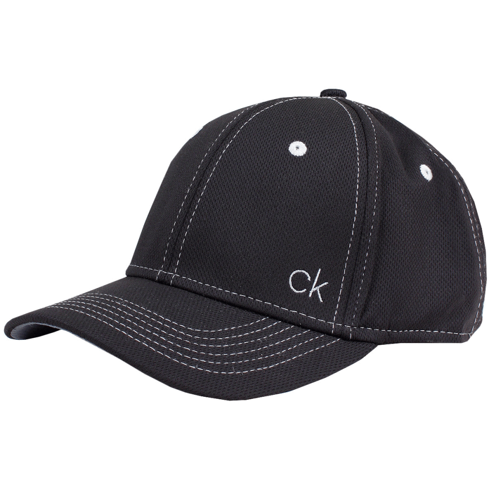 (One Size, Black/Silver) Calvin Klein Golf Mens 2021 CK Airtex Adjustable Mesh Cap