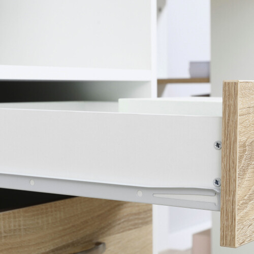 Homcom HOMCOM Multi-Storage & Workstation Desk Table Storage Shelves Home Office Oak 1