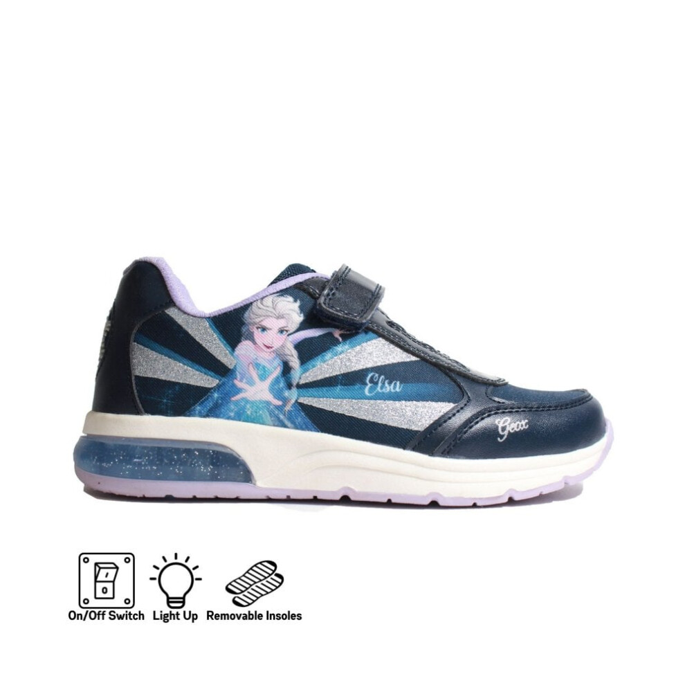 (1 (Children's)) Spaceclub J258VB Navy/Sky Frozen Elsa Childrens Light Up Trainers