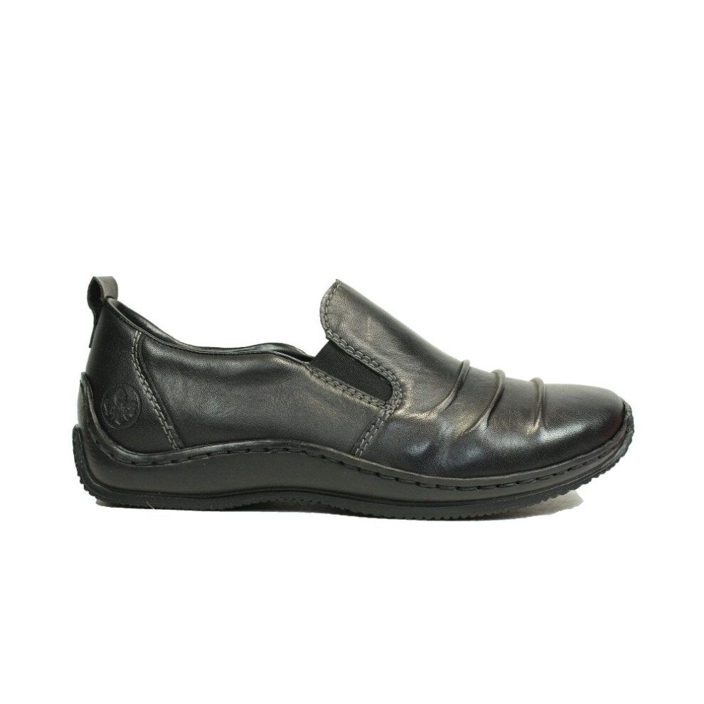 (6.5 (Adults')) L1789-00 | Black Leather | Womens Slip On Shoes