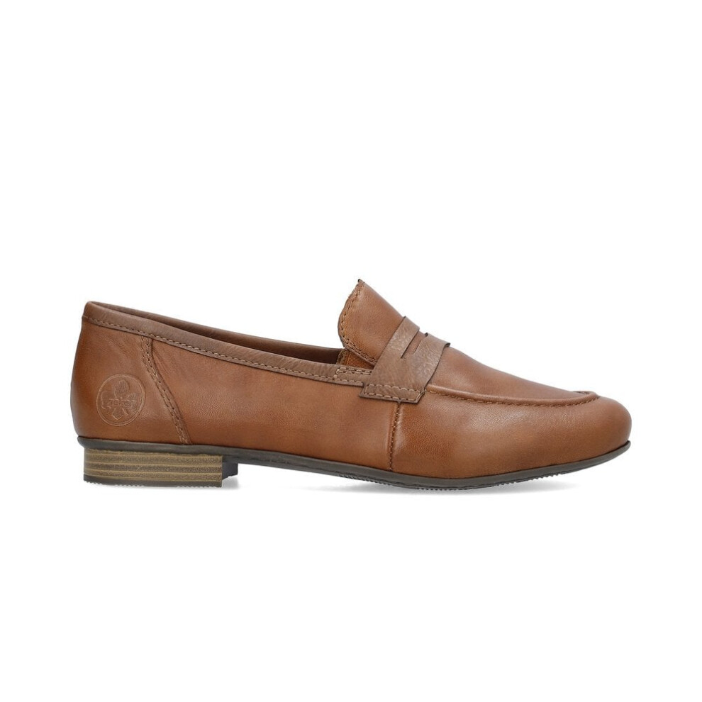 (6.5 (Adults')) Rieker 51954-25 | Chestnut Leather | Womens Slip On Loafers