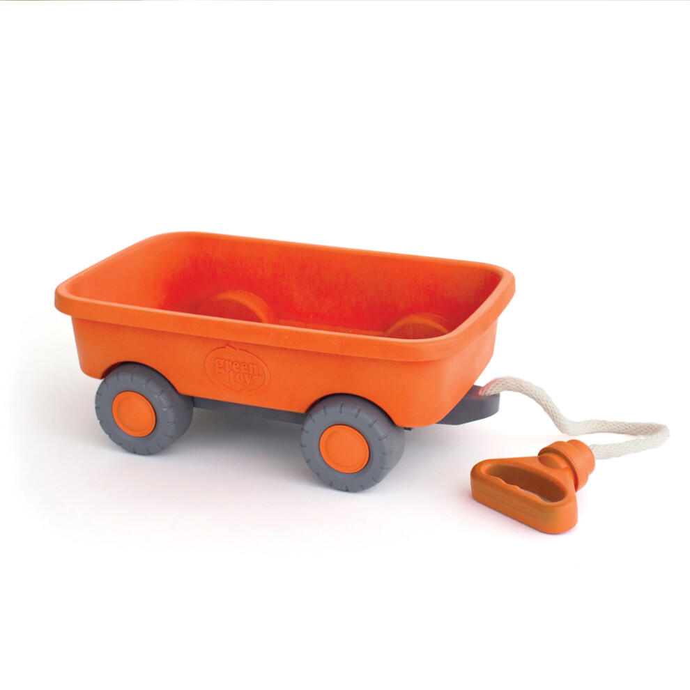 Green Toys Kids Wagon - Orange, Toddler Toys, Kids' Pull-Along Wagons, Pull Along Toy, Outdoor Toys, Pull Along Trolley, Pull Along Cart, Kids Toys