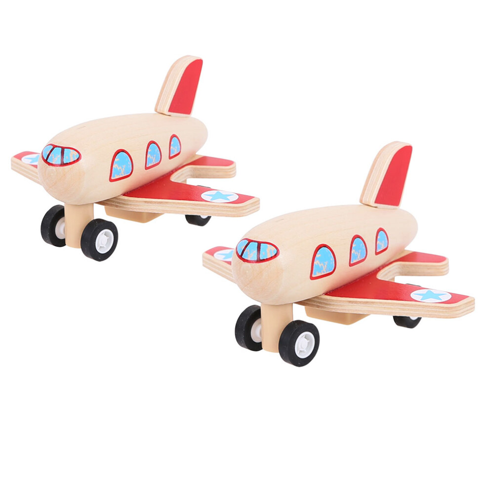 Bigjigs Toys Wooden Pull Back Toy Aeroplanes (2 pk) - Aeroplane Toys for 2 Year Olds +, Ideal Affordable Stocking Fillers & Pocket Money Toys