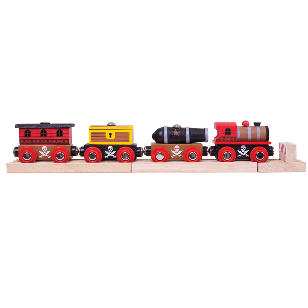 Bigjigs Rail Wooden Pirate Train - Other Major Wood Rail Brands are Compatible